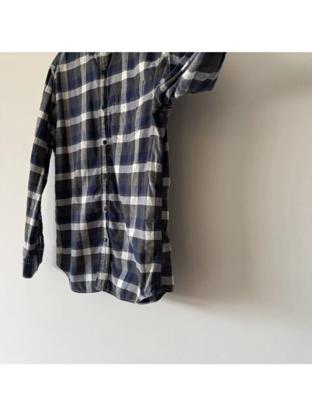 Banana Republic Luxe Flannel Slim-Fit Men's Blue Plaid Shirt Sz M Preppy Casual